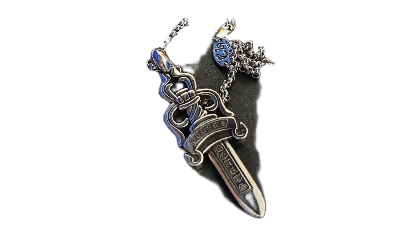 Chrome Dagger Necklas REAL SILVER